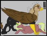  avian backlash91 blush conditional_dnp equine erection female feral friendship_is_magic gryphon horny horse magic male mammal masturbation my_little_pony penis pony simple_background startled 