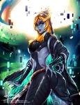  ass breasts chromatic_aberration eyeshadow grey_skin hand_on_hip highres javier_estrada large_breasts lipstick looking_at_viewer looking_back makeup midna midna_(true) orange_hair purple_lipstick red_eyes solo the_legend_of_zelda the_legend_of_zelda:_twilight_princess yellow_sclera 