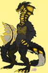  anthro atalan_(character) black_scales black_skin broseidon_(artist) claws cobra dragon hybrid invalid_tag male reptile scales scalie simple_background snake yellow_eyes yellow_scales yellow_skin 