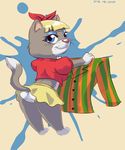  anthro blonde_hair blue_eyes butt clothing digital_media_(artwork) eyelashes eyeshadow feline female fur hair makeup mammal pants pink_nose pussy pussycat raised_tail solo tom_and_jerry toots toots_(tom_and_jerry) underwear 