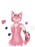  akaece cat feline female fur mammal nude pink_fur yellow_eyes 