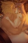  animal_ears artist_name artist_request blonde_hair facial_hair facial_markings final_fantasy_xiv grey_hair kiss kissing miqo&#039;te nude sex tagme 