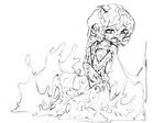  1girl arthuria_(camel) camel_(dansen) female headdress messy monochrome open_mouth panties slime solo wet 