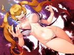  angry blonde_hair bra breasts charlotte_buettenfelt drill_hair dutch_angle exploding_clothes fangs frilled_bra frills game_cg glowing glowing_eyes gokkun_vampire_princess large_breasts long_hair low_wings nail_polish nana_g nipples open_mouth panties pointy_ears red_nails solo twintails underwear vampire wings 