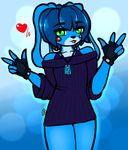  &lt;3 2016 anthro bokeh clothing datfurrydude dog_tags fingerless_gloves five_nights_at_freddy&#039;s five_nights_at_freddy&#039;s_2 girly gloves hi_res lagomorph mammal rabbit simple_background solo standing tongue tongue_out toy_bonnie_(fnaf) video_games 