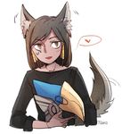  animal_ears artist_name bangs black_hair blush braid brown_eyes dark_skin dog_ears dog_tail eye_of_horus eyebrows eyebrows_visible_through_hair facial_mark facial_tattoo hair_tubes heart helmet holding holding_helmet open_mouth overwatch pharah_(overwatch) short_hair simple_background solo spoken_heart tail tail_wagging tattoo visor white_background 