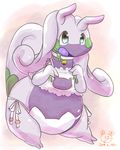  ambiguous_gender bell_collar bra cat_lingerie clothed clothing collar goodra kuma25-ya lingerie nintendo overweight panties pok&eacute;mon slightly_chubby solo underwear video_games 