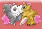  anthro balls bear big_breasts blush breasts duo erection eth_(artist) female huge_breasts huge_penis imminent_sex lina_(eth) lying male mammal nipple_suck nipples nude overweight penis precum rodent squirrel sucking tyson_lee 