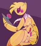  animatronic avian bib bird butt chicken clothing cupcake_(fnaf) five_nights_at_freddy&#039;s five_nights_at_freddy&#039;s_2 jailbait_knight machine panties panty_pull pussy robot spread_butt spreading toy_chica_(fnaf) tray underwear video_games 