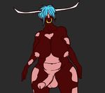  anthro balls big_breasts big_butt blue_hair bovine breasts butt cattle dickgirl erection hair horn intersex mammal nipples penis piercing simple_background slightly_chubby solo toxicempress3 wide_hips 