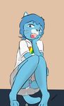  cartoon_network cat condom cum cum_drip cum_inside cum_pool dripping feline female gumball kamperkiller_(artist) low-angle_view mammal nicole_watterson the_amazing_world_of_gumball 