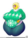  big_breasts breasts christmas cyclops dieselbrain female holidays huge_breasts humanoid overweight simple_background solo sucy thick_thighs white_background 