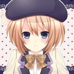  blanc blue_eyes blush brown_hair close-up hat looking_at_viewer neptune_(series) nico_ame open_mouth pout short_hair solo 
