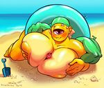  2014 animated areola beach big_breasts blush breasts cum cum_on_breasts cyclops dieselbrain duo english_text female glans huge_breasts humanoid male male/female orgasm penis purple_eyes seaside sex signature sucy text titfuck 