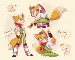  anthro avian belt bird black_nose boots brown_fur canine clothing dialogue duo english_text falco_lombardi fingerless_gloves footwear fox fox_mccloud fur gloves green_eyes gun handgun jacket male mammal nintendo ranged_weapon scarf sledoodles smile solo_focus star_fox text video_games weapon white_fur 