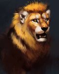  2016 anchee bust_portrait digital_media_(artwork) digital_painting_(artwork) feline lion looking_at_viewer male mammal mane open_mouth portrait simple_background sketch solo three_quarter_view 