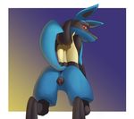  2016 anatomically_correct animal_genitalia animal_pussy blue_fur butt canine canine_pussy female fur greatredfoxwolf hi_res looking_at_viewer looking_back lucario mammal nintendo pok&eacute;mon presenting presenting_hindquarters pussy rear_view simple_background solo video_games 
