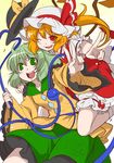  :d ;d ascot blonde_hair bloomers blush bow colored_pencil_(medium) commentary_request cowboy_shot crystal eichi_yuu eyeball fang flandre_scarlet floral_print frilled_shirt_collar frilled_sleeves frills green_eyes green_hair green_skirt hat hat_bow hat_removed hat_ribbon headwear_removed heart heart_of_string komeiji_koishi long_sleeves looking_at_viewer mob_cap multiple_girls one_eye_closed open_mouth puffy_short_sleeves puffy_sleeves red_bow red_eyes red_ribbon red_shirt red_skirt ribbon shirt short_hair short_sleeves side_ponytail skirt skirt_set smile third_eye touhou traditional_media underwear v wide_sleeves wings yellow_bow yellow_shirt 