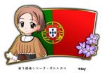  1girl brown_hair flag flower murakami_senami portugal portuguese_flag 