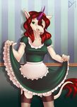  anthro clothing diaminerre dress equine hair horn mammal red_hair tongue tongue_out unicorn 