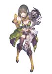  armor atelier_(series) atelier_firis belt black_legwear boots brown_hair detached_sleeves drossel_weissberrg gloves green_eyes official_art short_hair shorts solo white_background yuugen 