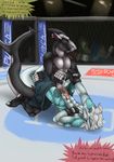  anal anal_penetration arch_position arm_grab athletic clothing dragon duo english_text erection eyes_closed fight fighting_ring kloogshicer lying male male/male on_back pants_around_one_leg penetration penis scalie shorts straining struggling sweat tapering_penis text wrestling 