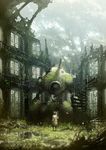  bug butterfly damaged day debris dress forest grass insect mogumo moss nature original outdoors plant realistic robot ruins sash science_fiction sky solo stairs tree window 