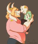  asgore_dreemurr asriel_dreemurr beard boss_monster caprine cosmicminerals facial_hair flower fur goat horn long_ears mammal plant signed stripes undertale video_games white_fur 