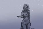  anthro canine clothed clothing female mammal simple_background snow solo standing tsukinori wide_hips 
