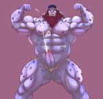  anthro armpits balls barazoku beard biceps big_muscles clothing cum erection facial_hair flexing humanoid_penis jockstrap league_of_legends male manlyster musclegut muscular muscular_male nude pecs penis simple_background slightly_chubby solo standing troll trundle underwear vein veiny_penis video_games 