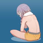  back between_legs blue_background breasts from_behind hair_tie hand_between_legs kuroshiro_gurei low_twintails profile purple_eyes purple_hair shorts sideboob simple_background sitting small_breasts solo spread_legs sweat topless towel towel_around_neck twintails vocaloid voiceroid wet yellow_shorts yuzuki_yukari yuzuki_yukari_(lin) yuzuki_yukari_(vocaloid4) 