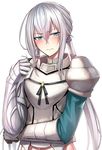  airgetlam_(fate) androgynous armor bad_id bad_twitter_id bedivere blush embarrassed fate/grand_order fate_(series) green_eyes looking_away male_focus navel shijiu_(adamhutt) solo twintails white_hair 