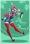  anthro armwear breasts christmas cleavage cleavage_cutout clothed clothing drunk english_text female hat holidays legwear leotard long_legs mammal nintendo open_mouth pok&eacute;mon pok&eacute;mon_(species) r-mk santa_hat skinny slim smile sneasel solo stockings text video_games 