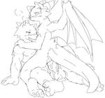  anal anal_penetration anthro blush canine cum cum_in_ass cum_inside dragon erection horn kuroma male male/male mammal penetration penis reptile scalie sketch smile tongue wings 