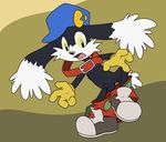  animal_genitalia anthro balls baseball_cap belt big_ears black_fur cat clothed clothing collar cub digital_media_(artwork) feline flaccid flat_colors front_view fully_sheathed fur gloves hat klonoa klonoa_(series) long_ears looking_at_self looking_down male mammal mizzyam on_one_leg open_mouth pants_down partially_clothed penis sheath shorts simple_background sneakers solo standing surprise topless wardrobe_malfunction white_fur yellow_eyes young 