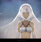  altera_(fate) breasts dark_skin elbow_gloves engrish fate/grand_order fate_(series) gloves huke medium_breasts midriff ranguage short_hair solo tattoo typo veil white_hair 