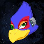  2016 anthro avian bird cawatoons falco_lombardi green_eyes low_res male nintendo smile solo star_fox video_games 