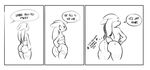  2016 alien ambiguous_gender big_butt black_and_white butt clothed clothing comic english_text eyes_closed hands_on_hips humanoid looking_back looking_down monochrome onomatopoeia portrait puwa rear_view sassy short_tail skimpy skoon_(character) solo sound_effects sqoon standing tendrils text thick_thighs thong three-quarter_portrait topless unseen_character wide_hips 