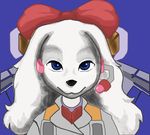  anthro black_nose blue_eyes bow canine clothing cockpit dog fay_spaniel female fur jacket long_ears mammal nintendo octobomb scarf smile solo star_fox video_games white_fur 