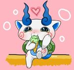  bag blush cute dessert eating fairypockets food fur ice_cream komasan male nintendo sitting solo video_games white_fur yo-kai_watch youkai 