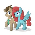 blue_eyes brown_hair cutie_mark deadlycomics doctor_whooves_(mlp) duo earth_pony equine fan_character feathered_wings feathers female feral friendship_is_magic fur hair hooves horse male mammal my_little_pony necktie open_mouth pegasus pink_hair pony simple_background smile standing tan_fur tongue wings 