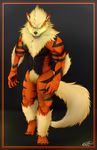  abs anthro anthrofied arcanine biceps canine fur looking_at_viewer male mammal muscular muscular_male ninjatertel nintendo nude pecs pok&eacute;mon pok&eacute;morph solo standing stripes teeth video_games 