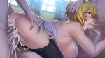  blonde_hair breasts butcha-u censored cum cum_in_ass cum_in_mouth cum_in_pussy group_sex hand_on_ass hand_on_head meikoku_gakuen_taidou_hen triple_penetration 