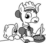 clothing cub donkey earth_pony emerald_jewel(colt_quest) equine fan_character female ficficponyfic food horse maid_uniform male mammal my_little_pony pony simple_background uniform white_background young 