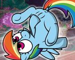  2016 animal_genitalia blue_feathers digital_media_(artwork) equine feathered_wings feathers female feral friendship_is_magic fur hair horse mammal multicolored_hair my_little_pony nude pegasus pokefound pony rainbow_dash_(mlp) rainbow_hair smile solo wings 