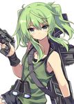  ahoge binoculars character_request copyright_request green_hair gun normaland rifle singlet solo twintails weapon 