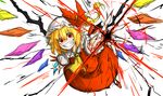  :d ascot blonde_hair clenched_teeth crazy_eyes energy fingernails flandre_scarlet grin hat hat_ribbon kan_(aaaaari35) long_fingernails looking_at_viewer mob_cap nail_polish open_mouth red_eyes red_footwear red_nails red_skirt red_vest ribbon sharp_fingernails sharp_teeth shirt shoes short_hair short_sleeves side_ponytail simple_background skirt skirt_set smile solo teeth touhou vest white_background white_shirt wings 