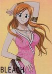  artist_request bleach breasts highres inoue_orihime jewelry large_breasts long_hair necklace official_art orange_hair solo 