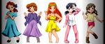  5girls barefoot blonde_hair blue_eyes brown_hair differently_coloured_eyes girl green_eyes grey_hair jane_darling, multiple_girls nightdress nightwear peter_pan pyjamas red_eyes red_hair slippers smile socks uggs wendy_darling 