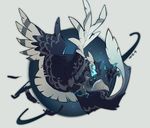  2016 ambiguous_gender angry avian beak bioluminescence blue_eyes claws feathered_wings feathers glowing glowing_eyes gryphon kuroblood open_mouth simple_background solo wings 